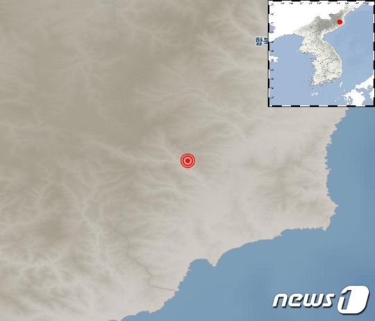 23일 오후 규모 3.0의 지진이 발생한 북한 길주군 풍계리 인근/사진=뉴스1, 기상청