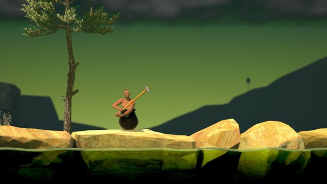 항아리에 갇힌 남성이 망치를 이용해 산에 오르는 게임 ‘게팅 오버 잇’이 최근 국내 SNS에서 인기다. 사진은 게임의 한 장면. 베넷 포디