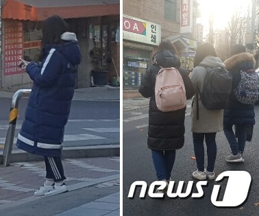 23일 서울 마포구의 학원가 일대에서는 롱패딩을 입은 학생들을 어렵지 않게 볼 수 있었다. © News1