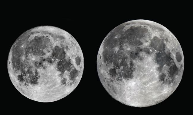 올해 가장 큰 달과 가장 작은 달 비교사진.[제공=한국천문연구원]