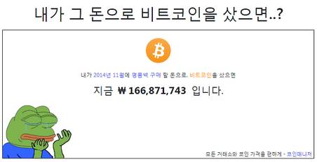 ‘내가 그 돈으로 비트코인을 샀으면..?’ 사이트 화면 캡처