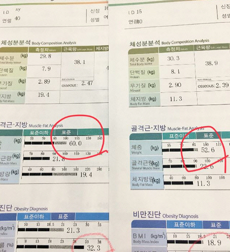 안선영의 다이어트 전후 수치. 안선영 인스타그램