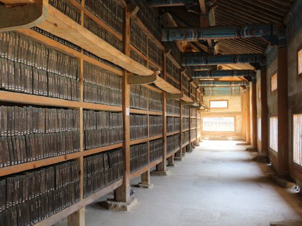대장경판과 장경판전의 보존 비밀을 두고 문화재청과 합천군, 해인사가 과학적 규명 작업에 들어갔다. 장경판전 4동 건물 내외부에 윈드스테이션이라 불리는 장비를 설치해 풍향과 풍속, 온·습도를 10분마다 측정한다. 사진은 고려시대 ‘대장경판’(팔만대장경)이 보관된 해인사 장경판전의 법보전 내부. 경향신문 자료사진