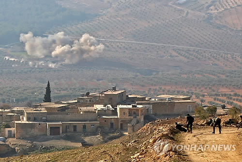 터키군 공격받는 시리아 쿠르드 민병대 점령지[AFP=연합뉴스 자료사진]