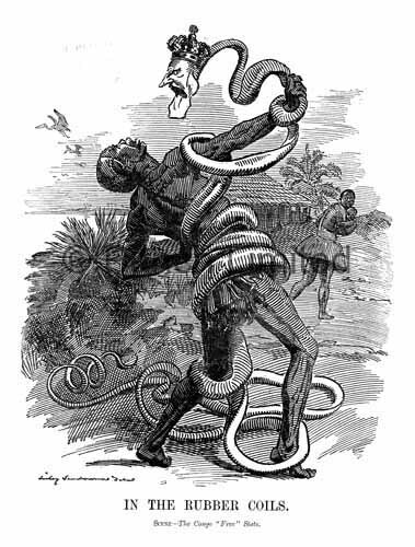 레오폴드 2세를 뱀으로 묘사한 1906년 삽화.