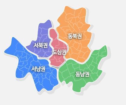 서울시 생활권계획의 5대 권역 [서울시 제공]