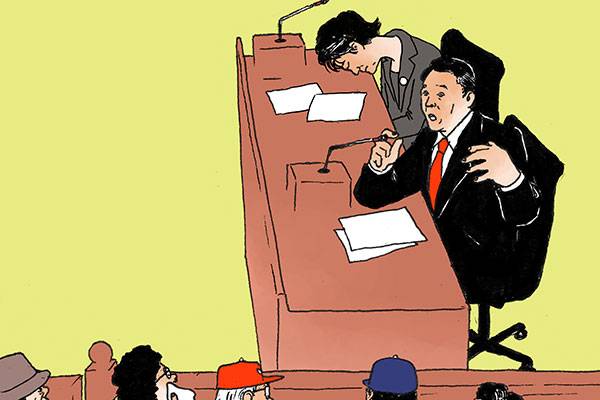 ⓒ그림 우연식 2017년 10월10일 박근혜 피고인이 재판 과정에서 꾸벅꾸벅 졸았다.