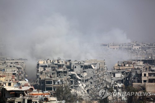 처참하게 파괴된 시리아 동구타 하라스타 구역 [AFP=연합뉴스]