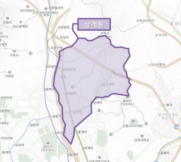 서울 노원구 상계동 위치. /네이버 지도