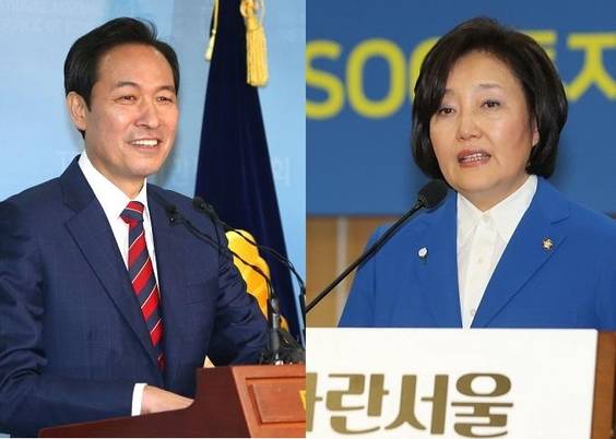 더불어민주당 서울시장 후보 경선에 출마한 우상호(왼쪽 사진) 의원, 박영선 의원. /이덕훈 기자