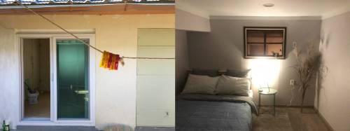 강원도 강릉시 홍제동 소재 빈집의 리모델링 이전(왼쪽 사진)과 이후 에어비앤비 숙소로 변모한 모습.