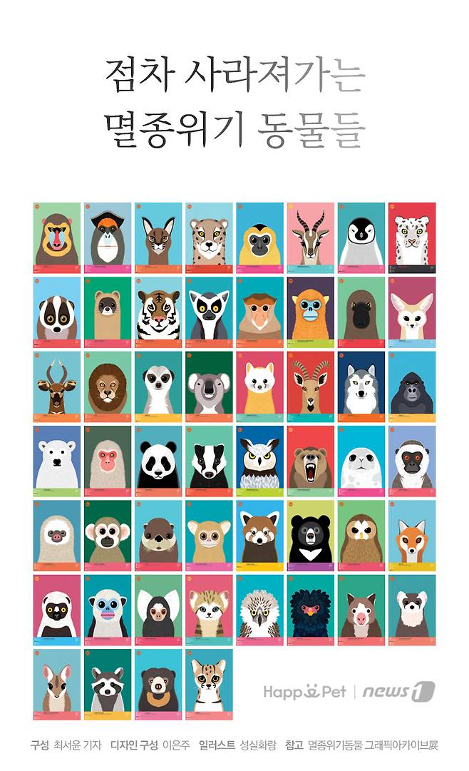 점차 사라져가는 멸종위기 동물들.
