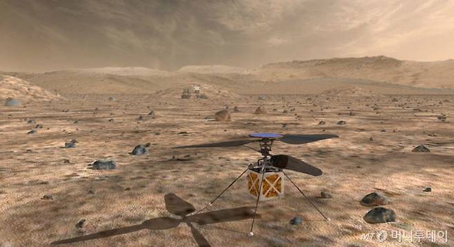 NASA에서 11일(현지시간) 공개한 '화성 헬리콥터' 예상도. /사진=NASA