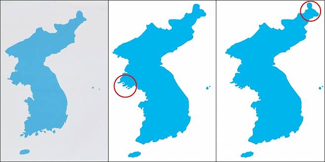 한반도기에도 뻗친 일베의 그림자 - 왼쪽의 한반도기는 평창 동계올림픽 여자아이스하키 단일팀 경기 때 경기장에 걸렸던 응원단의 한반도기. 가운데와 오른쪽 한반도기는 일베 사이트에 올라온 조작된 이미지로 가운데 이미지에는 초성 ‘ㅇㅂ’이, 오른쪽 이미지에는 노무현 전 대통령의 상반신 실루엣이 합성돼 있다. 연합뉴스 / 일베 한반도기에도 뻗친 일베의 그림자 - 왼쪽의 한반도기는 평창 동계올림픽 여자아이스하키 단일팀 경기 때 경기장에 걸렸던 응원단의 한반도기. 가운데와 오른쪽 한반도기는 일베 사이트에 올라온 조작된 이미지로 가운데 이미지에는 초성 ‘ㅇㅂ’이, 오른쪽 이미지에는 노무현 전 대통령의 상반신 실루엣이 합성돼 있다. 연합뉴스 / 일베