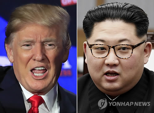 도널드 트럼프 미국 대통령(왼쪽)과 김정은 북한 국무위원장의 합성사진 [워싱턴 AP=연합뉴스]