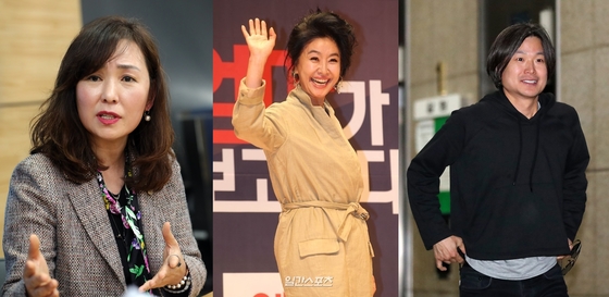 왼쪽부터 소설가 공지영, 배우 김부선, 시사인 주진우 기자 [중앙포토, 뉴스1]