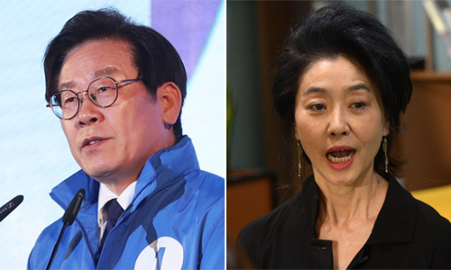 이재명 경기도지사 당선인(왼쪽)과 배우 김부선.