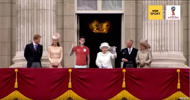 잉글랜드 미드필더 델리 알리가 영국 엘리자베스 2세 여왕과 손을 흔드는 모습. BBC 스포츠 유튜브 캡처
