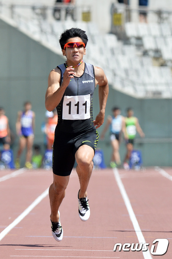 한국 남자 육상 100m의 자존심 김국영이 2018 자카르타-팔렘방 아시안게임에서 마의 9초대 진입에 도전한다. /뉴스1 DB© News1 이재명 기자