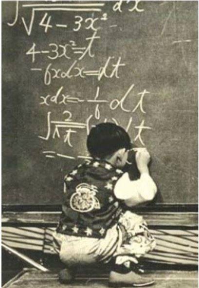 1966년 11월 일본 후지TV에 나와 대학수학교수가 내 준 일본대학 입학 수학문제를 막힘없이 풀어내고 있는 김웅용, 당시 IQ 210으로 측정돼 역사상 가장 높은 IQ를 지닌 인물로 기네스북에 올랐다.