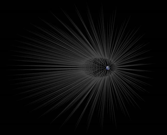 우주에는 우리가 눈으로 볼 수 있는 별과 행성을 구성하고 있는 일반 물질은 5% 이하이고 나머지는 미지의 암흑물질과 암흑에너지로 채워져 있다. 암흑물질이 지구 주변을 둘러싸고 있는 모습을 형상화한 그림. 미국항공우주국(NASA)·JPL-칼텍 제공