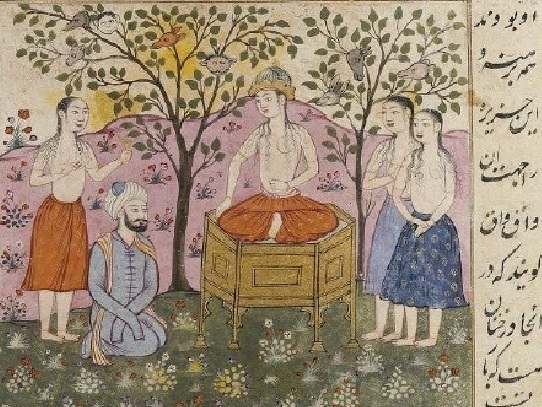 『 쿠쉬나메』의 필사본에 등장하는 삽화. 아비틴이 신라왕에게 도움을 요청하는 장면 [중앙포토]