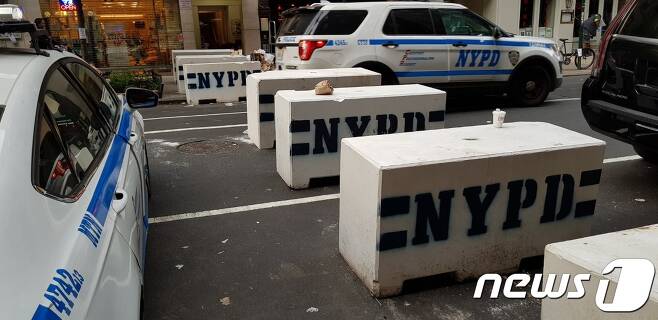 유엔총회가 열리는 뉴욕시 거리 곳곳이 경찰 차단선으로 막혀 있다.© News1 홍기삼 기자