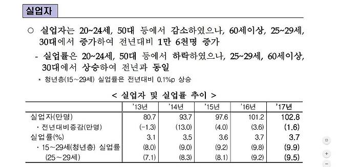 2017년 연간 고용동향 (자료=통계청)