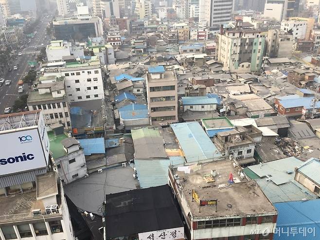 재개발을 앞둔 서울 중구 세운3-2구역 일대 전경.