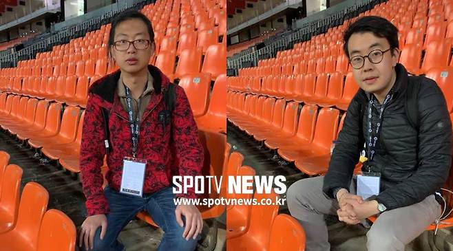 ▲ 티탄스포츠 얀쉬 기자(왼쪽)와 텐센트 스포츠 하오위 기자 ⓒ강경훈 통신원