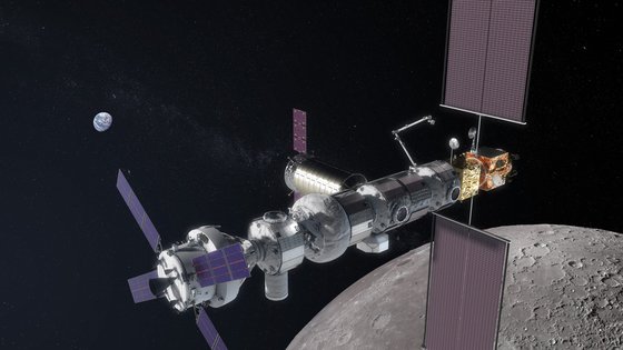 2025년 기본체가 발사, 완공예정인 차세대 국제우주정거장 '달 궤도 플랫폼 게이트웨이'의 조감도. 한국은 지난해 12월, 서신을 통해 이 사업에 참여하겠다는 의사를 밝혔다. [사진 미국항공우주국(NASA)]