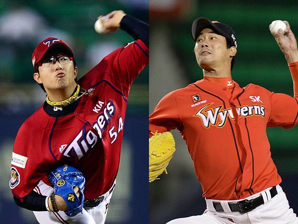KIA 양현종(왼쪽)과 SK 김광현.