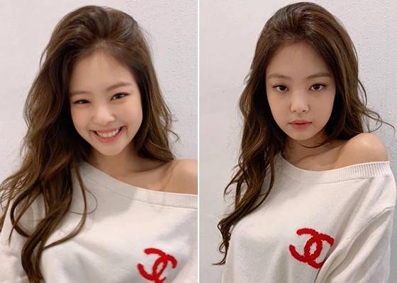 가르마 반대 방향으로 머리를 넘겨 풍성한 볼륨을 연출한 그룹 블랙핑크 제니./사진=제니 인스타그램