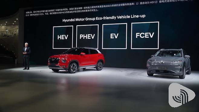 현대자동차는 중국 시장에서 강점인 다양한 파워트레인을 중점으로 설명했다.