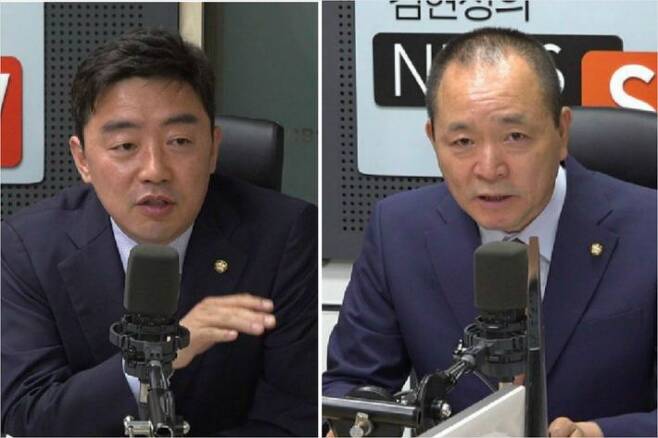 '강성토론' - 더불어민주당 강훈식 의원(좌), 자유한국당 성일종 의원(우)