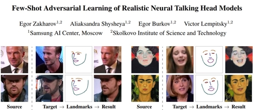 삼성전자 러시아 모스크바 AI 연구센터가 개발한 '가상 인터뷰 동영상' 제작 기술. [출처 = arxiv.org 웹사이트]