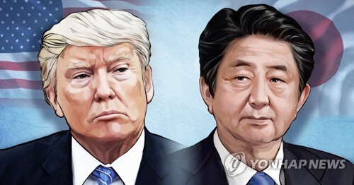 미국 트럼프 대통령 - 일본 아베 총리 (PG) [장현경 제작] 일러스트