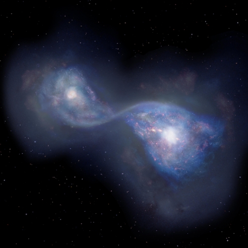 130억 광년 떨어진 곳에서 합체 중인 은하 B14-65666 상상도 [일본국립천문대 제공]