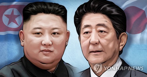 북한 김정은 국무위원장 - 일본 아베 총리 (PG) [장현경 제작] 일러스트