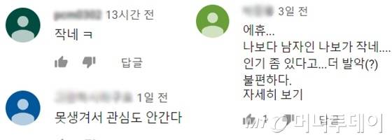 화사 노브라 공항패션 영상에 달린 댓글들./사진=유튜브 캡처