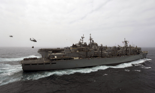 18일(현지시간) 호르무즈해협에서 이란의 무인항공기(드론)를 격추한 것으로 알려진 미 해군 강습상륙함 복서(Boxer)함. 미 해군 제공