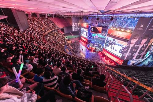 서울 잠실실내체육관에서 열린 2019 리그오브레전드 챔피언스 코리아(LCK) 스프링 시즌 결승전 모습. 라이엇게임즈 제공