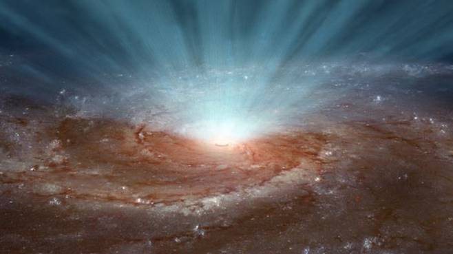 은하 중심에 자리잡은 블랙홀의 가상 그래픽 이미지. 출처=NASA / JPL-Caltech