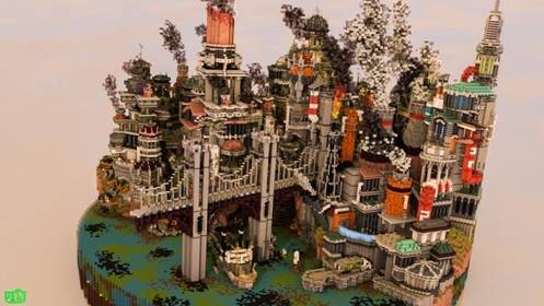 마인크래프트 이용자가 게임 속에 만든 도시의 모습. /마인크래프트 홈페이지 캡처