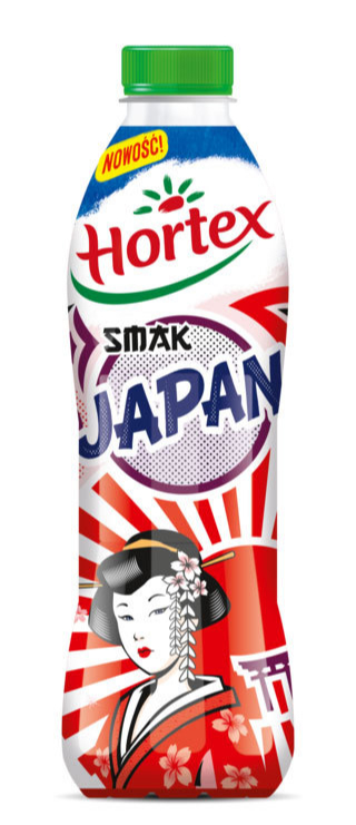 폴란드 식품가공회사 호르텍스(Hortex)가 올해 출시했다가 한국인들로부터 항의를 받고 지난 10일 생산 중단을 결정한 ‘일본 맛’ 음료. 포장에 욱일기가 그려져 있다.  사진 = 호르텍스 홈페이지