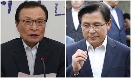 이해찬 더불어민주당 대표(왼쪽)와 황교안 자유한국당 대표. 연합뉴스