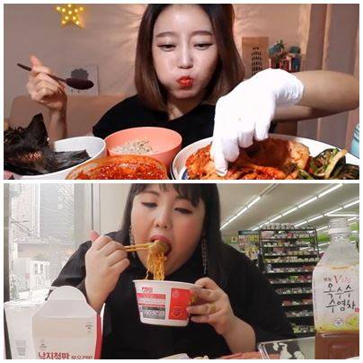 '먹방' 크리에이터 도로시(사진 위)와 양수빈의 유튜브 채널엔 일본 10~20대가 몰린다. 도로시, 양수빈 영상 캡처