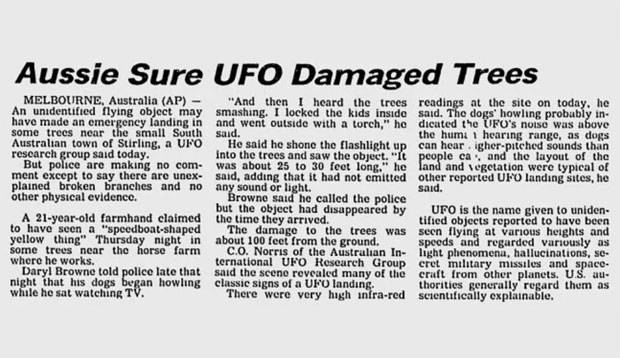 당시 AP통신이 보도한 호주 UFO 목격담./사진=AP