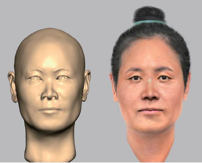 정촌고분에서 출토된 인골로 복원한 얼굴, 5세기 후반에서 6세기 전반 영산강 유역을 다스린 40대 여성의 얼굴이다. |국립나주문화재연구소 제공