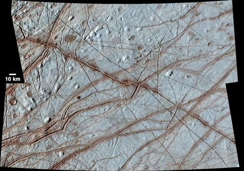 갈릴레오호가 포착한 유로파 표면 [NASA/JPL-Caltech/애리조나대학 제공]